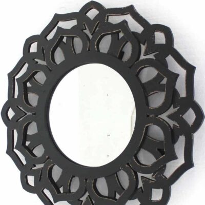 Black Traditional Lotus - Wall Mirror