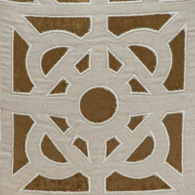 Beige And Gold Lattice Velvet Throw Pillow