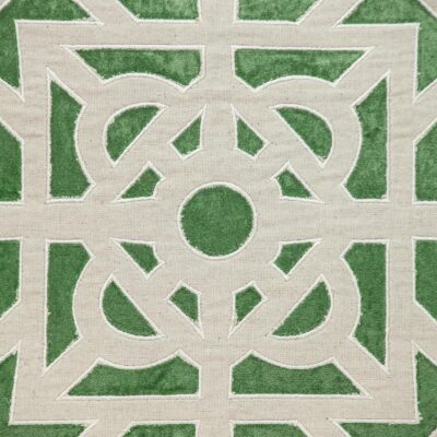 Beige And Green Lattice Velvet Throw Pillow