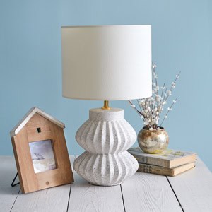 Scalloped Resin White Lamp