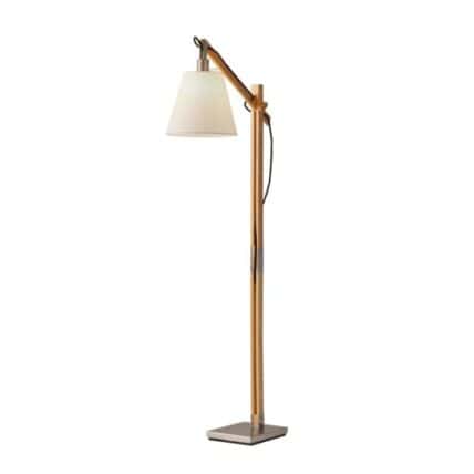 Wood Floor Lamp With Hinged Arm