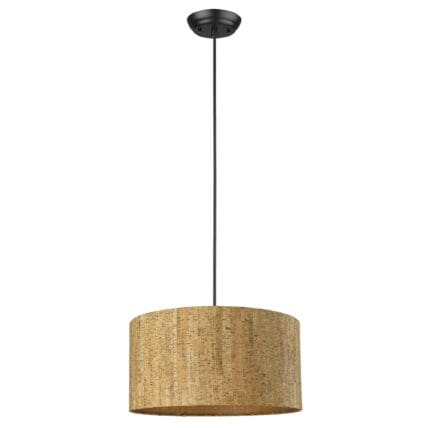 Black Pendant Lamp With Cork Shade