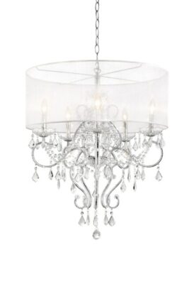 Silver Faux Crystal and Shade Hanging Lamp