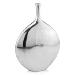 Silver Long Neck Disc Vase