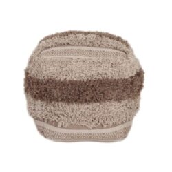 Boho 18" Shaggy Khaki Pouf