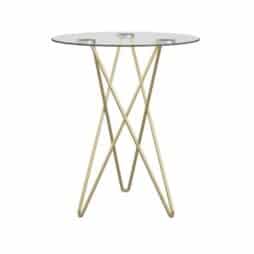 Geometric Clear Glass And Gold Round Table