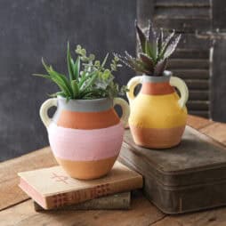 Color blocked Terracotta vases