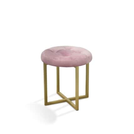 Pink Velvet And Gold Stool