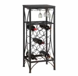 Black Metal Wine Bottle And Glass Rack Home Bar