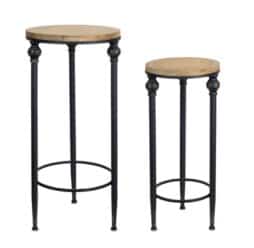 Round Metal and Wood Tables