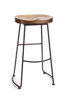 Rustic Wood and Metal Bar Stool (1)