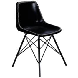 Black Stitched Leather Dining Chair