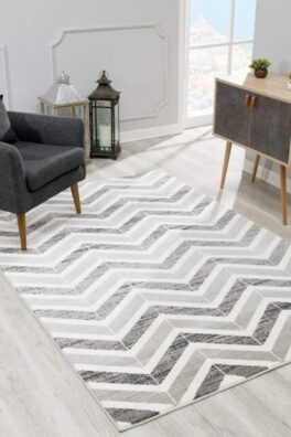 8' X 11' Gray Chevron Area Rug