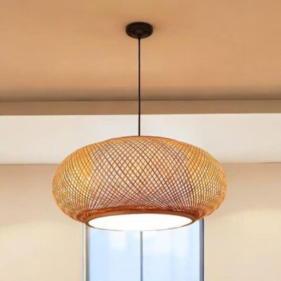 Bamboo Rattan Oval Hanging Light