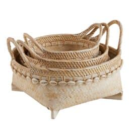 Shell Baskets W/Handles - Set of 3